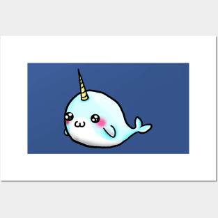 baby cute narwhal Posters and Art